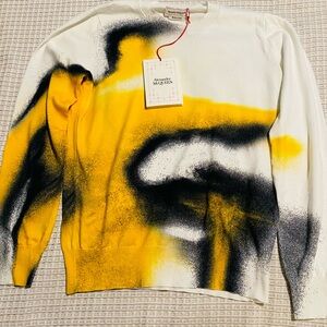 Alexander McQueen Yellow and Black Men's Sweater spray paint